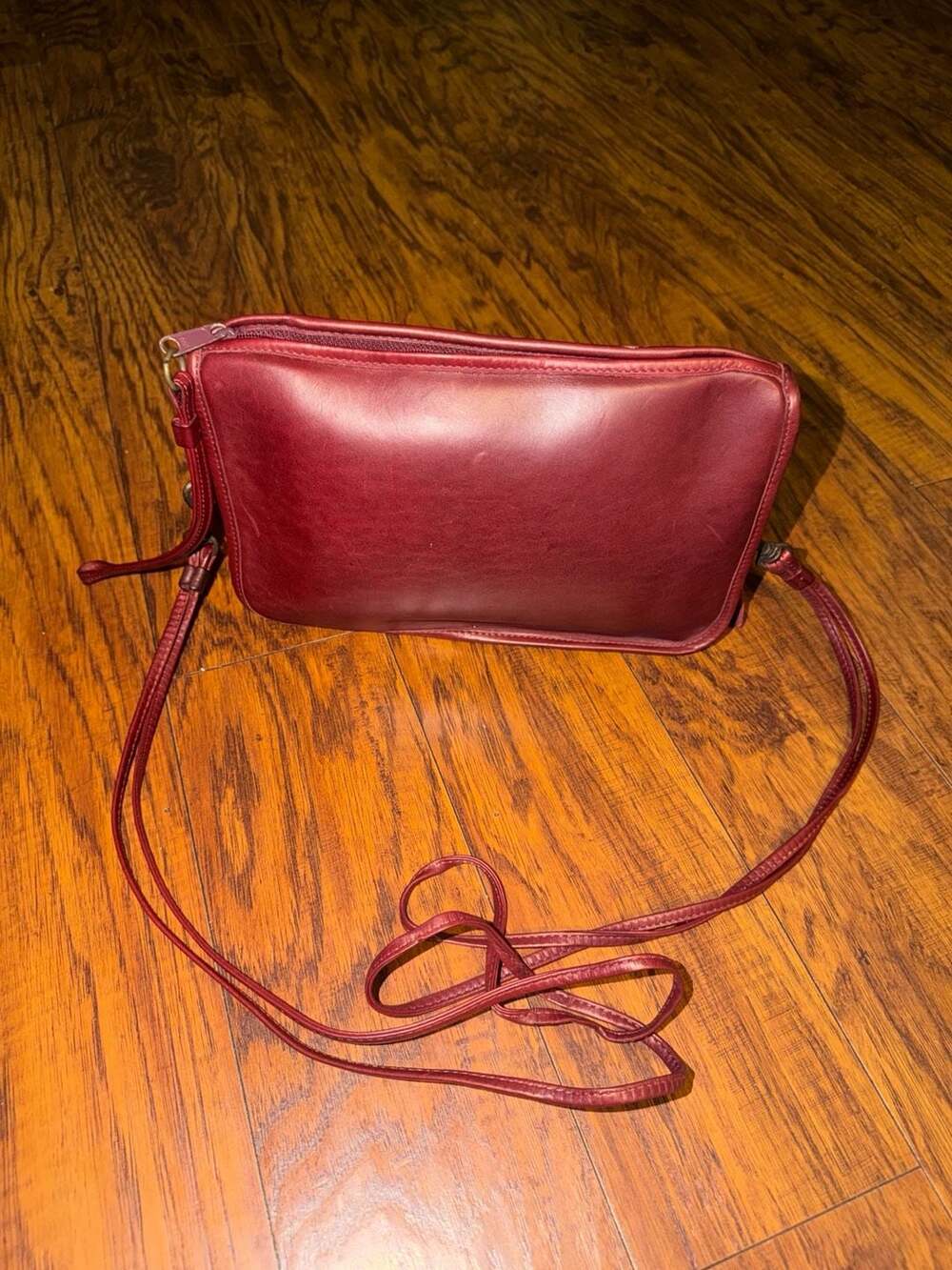 Vintage Letisse Genuine Leather Burgundy Crossbody Clutch Purse